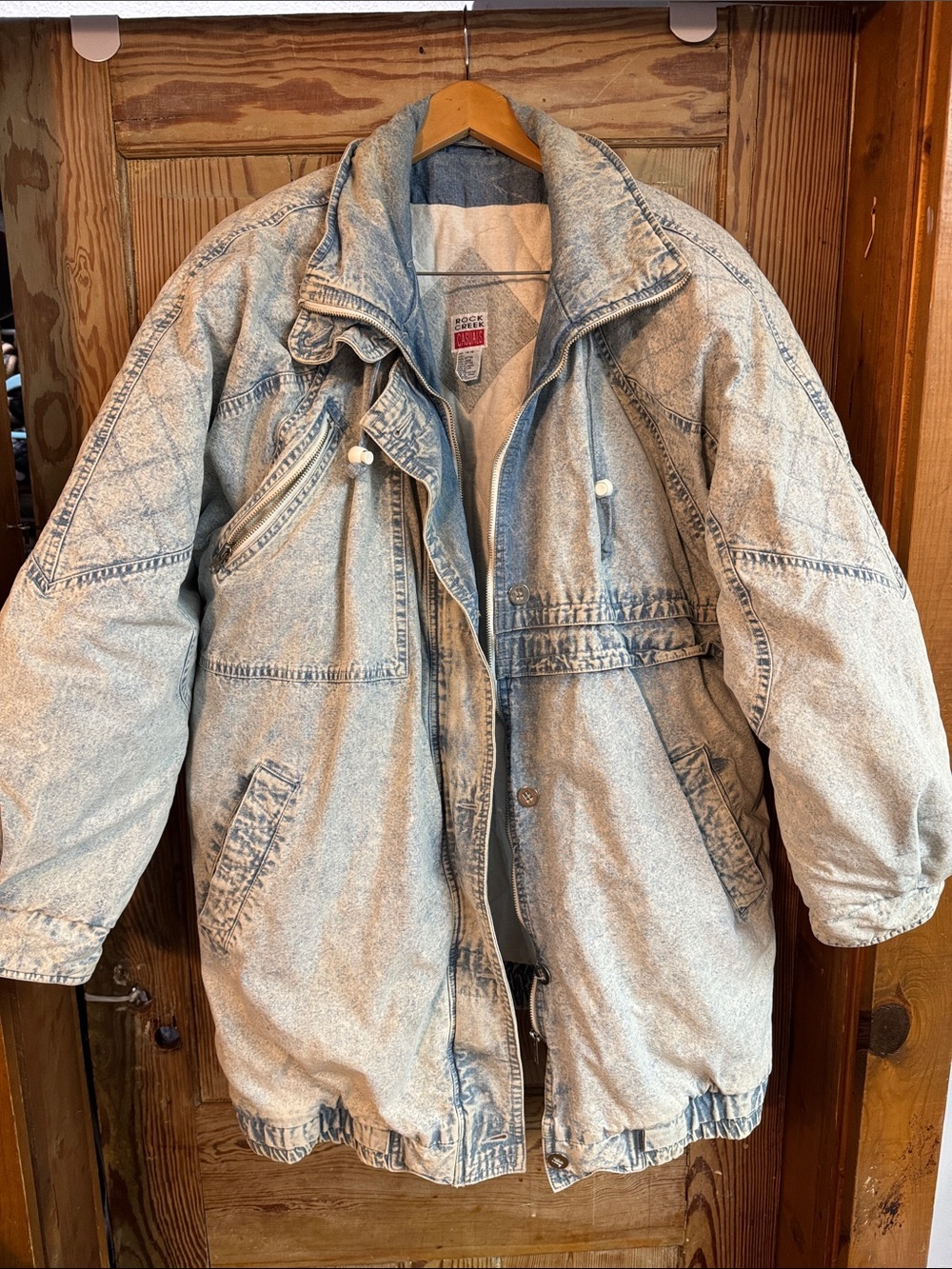 Vintage Rock Creek casuals Light Wash Denim heavy thick Jacket Coat 14-26